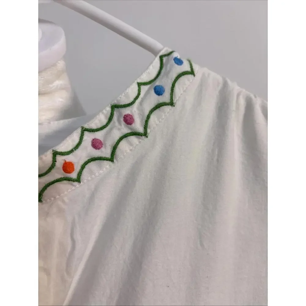 NWT Roller Rabbit‎ Embroidered Valonia Dress with Pineapples, XXS